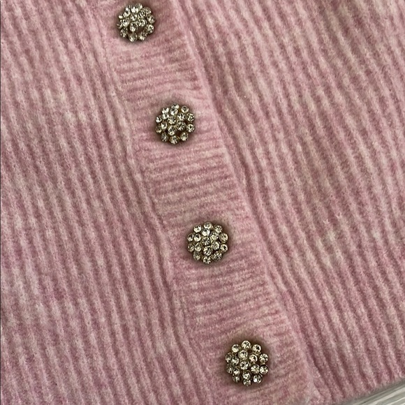 Pink Ribbed Knit Vest with Button Detail - Picture 2 of 4